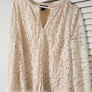 White Rachel Zoe lined lace top